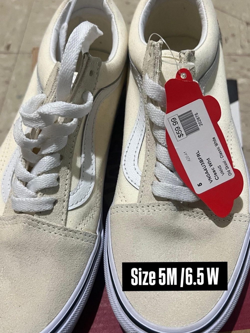 Vans Kids Cream and White Skate Sneakers